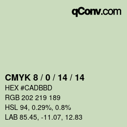 カラーコード: CMYK 8 / 0 / 14 / 14 | qconv.com