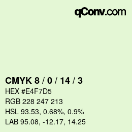 カラーコード: CMYK 8 / 0 / 14 / 3 | qconv.com