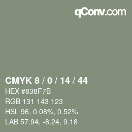 カラーコード: CMYK 8 / 0 / 14 / 44 | qconv.com