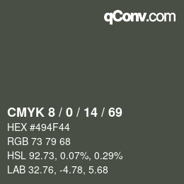 Color code: CMYK 8 / 0 / 14 / 69 | qconv.com