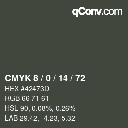 Color code: CMYK 8 / 0 / 14 / 72 | qconv.com