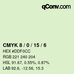 Farbcode: CMYK 8 / 0 / 15 / 6 | qconv.com