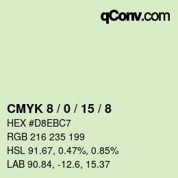 カラーコード: CMYK 8 / 0 / 15 / 8 | qconv.com