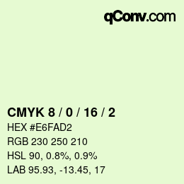 Farbcode: CMYK 8 / 0 / 16 / 2 | qconv.com