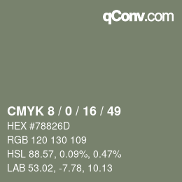 カラーコード: CMYK 8 / 0 / 16 / 49 | qconv.com