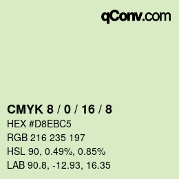 颜色代码: CMYK 8 / 0 / 16 / 8 | qconv.com