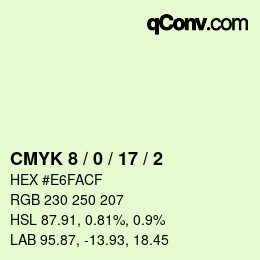 カラーコード: CMYK 8 / 0 / 17 / 2 | qconv.com