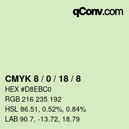カラーコード: CMYK 8 / 0 / 18 / 8 | qconv.com