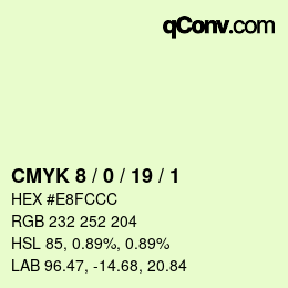 カラーコード: CMYK 8 / 0 / 19 / 1 | qconv.com