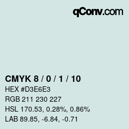 カラーコード: CMYK 8 / 0 / 1 / 10 | qconv.com