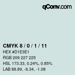 カラーコード: CMYK 8 / 0 / 1 / 11 | qconv.com