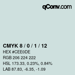颜色代码: CMYK 8 / 0 / 1 / 12 | qconv.com