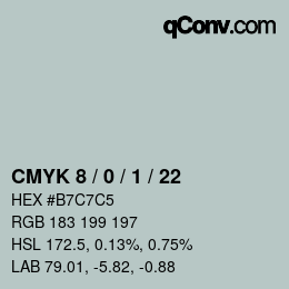 カラーコード: CMYK 8 / 0 / 1 / 22 | qconv.com