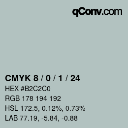 カラーコード: CMYK 8 / 0 / 1 / 24 | qconv.com