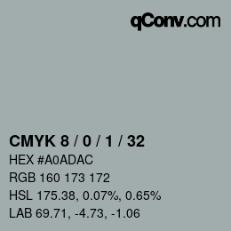 カラーコード: CMYK 8 / 0 / 1 / 32 | qconv.com