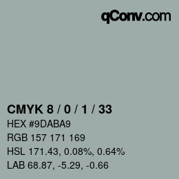 カラーコード: CMYK 8 / 0 / 1 / 33 | qconv.com