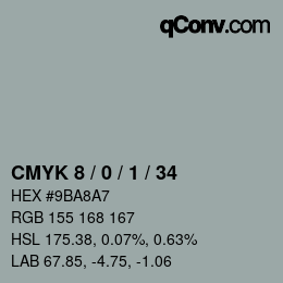 Código de color: CMYK 8 / 0 / 1 / 34 | qconv.com