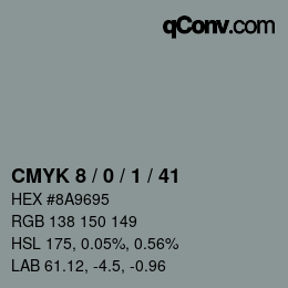 カラーコード: CMYK 8 / 0 / 1 / 41 | qconv.com