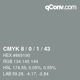 Color code: CMYK 8 / 0 / 1 / 43 | qconv.com