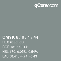 Color code: CMYK 8 / 0 / 1 / 44 | qconv.com
