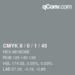 Color code: CMYK 8 / 0 / 1 / 45 | qconv.com