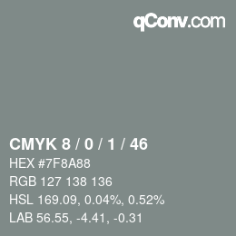 Color code: CMYK 8 / 0 / 1 / 46 | qconv.com