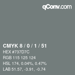 Color code: CMYK 8 / 0 / 1 / 51 | qconv.com