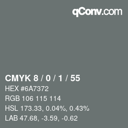 カラーコード: CMYK 8 / 0 / 1 / 55 | qconv.com