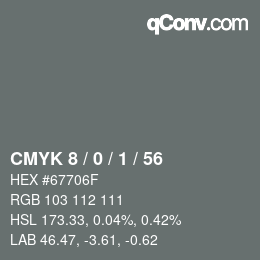 颜色代码: CMYK 8 / 0 / 1 / 56 | qconv.com