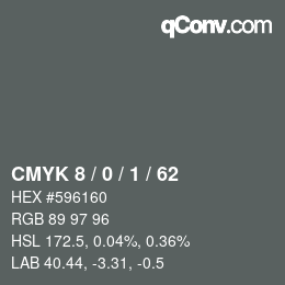 カラーコード: CMYK 8 / 0 / 1 / 62 | qconv.com