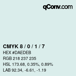 カラーコード: CMYK 8 / 0 / 1 / 7 | qconv.com