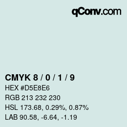 カラーコード: CMYK 8 / 0 / 1 / 9 | qconv.com