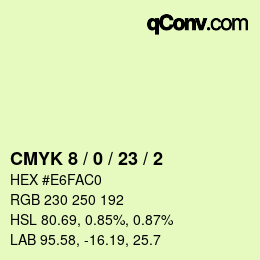 颜色代码: CMYK 8 / 0 / 23 / 2 | qconv.com