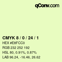 カラーコード: CMYK 8 / 0 / 24 / 1 | qconv.com