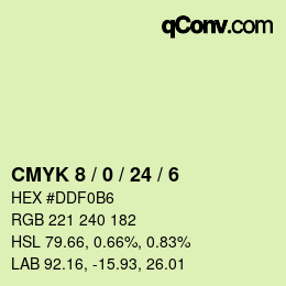 カラーコード: CMYK 8 / 0 / 24 / 6 | qconv.com