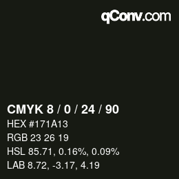 カラーコード: CMYK 8 / 0 / 24 / 90 | qconv.com