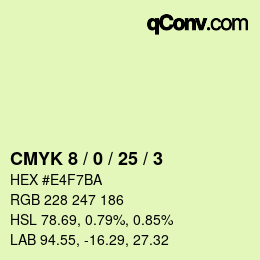 カラーコード: CMYK 8 / 0 / 25 / 3 | qconv.com