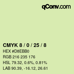 カラーコード: CMYK 8 / 0 / 25 / 8 | qconv.com