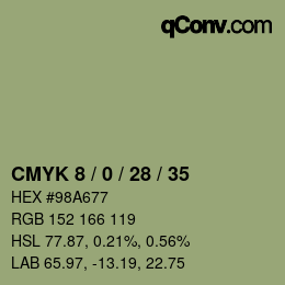 Farbcode: CMYK 8 / 0 / 28 / 35 | qconv.com