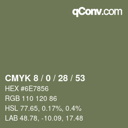 Farbcode: CMYK 8 / 0 / 28 / 53 | qconv.com
