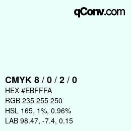 颜色代码: CMYK 8 / 0 / 2 / 0 | qconv.com