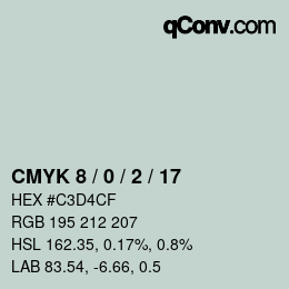 Color code: CMYK 8 / 0 / 2 / 17 | qconv.com