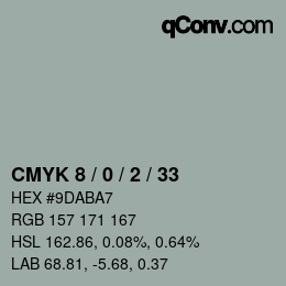 カラーコード: CMYK 8 / 0 / 2 / 33 | qconv.com