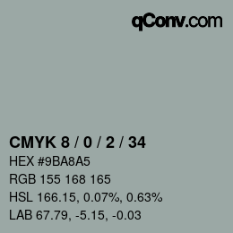 Farbcode: CMYK 8 / 0 / 2 / 34 | qconv.com