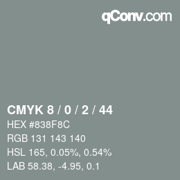 カラーコード: CMYK 8 / 0 / 2 / 44 | qconv.com