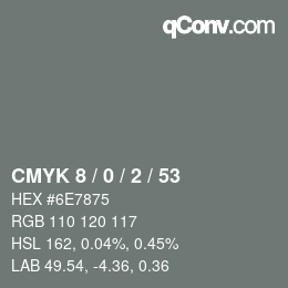 カラーコード: CMYK 8 / 0 / 2 / 53 | qconv.com