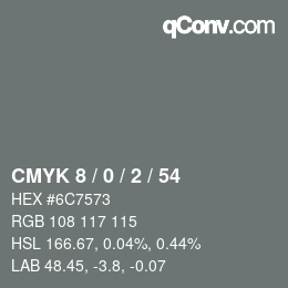 Código de color: CMYK 8 / 0 / 2 / 54 | qconv.com