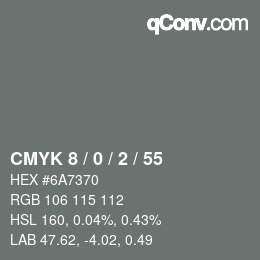 颜色代码: CMYK 8 / 0 / 2 / 55 | qconv.com