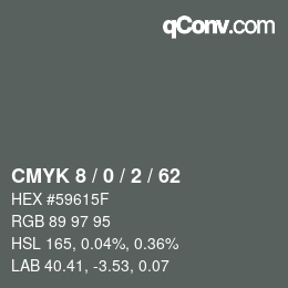 カラーコード: CMYK 8 / 0 / 2 / 62 | qconv.com