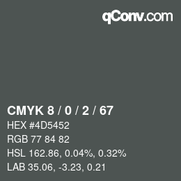 カラーコード: CMYK 8 / 0 / 2 / 67 | qconv.com